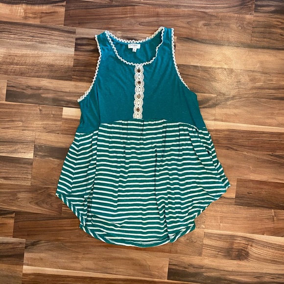 Umgee Striped Babydoll Tank - Picture 1 of 6